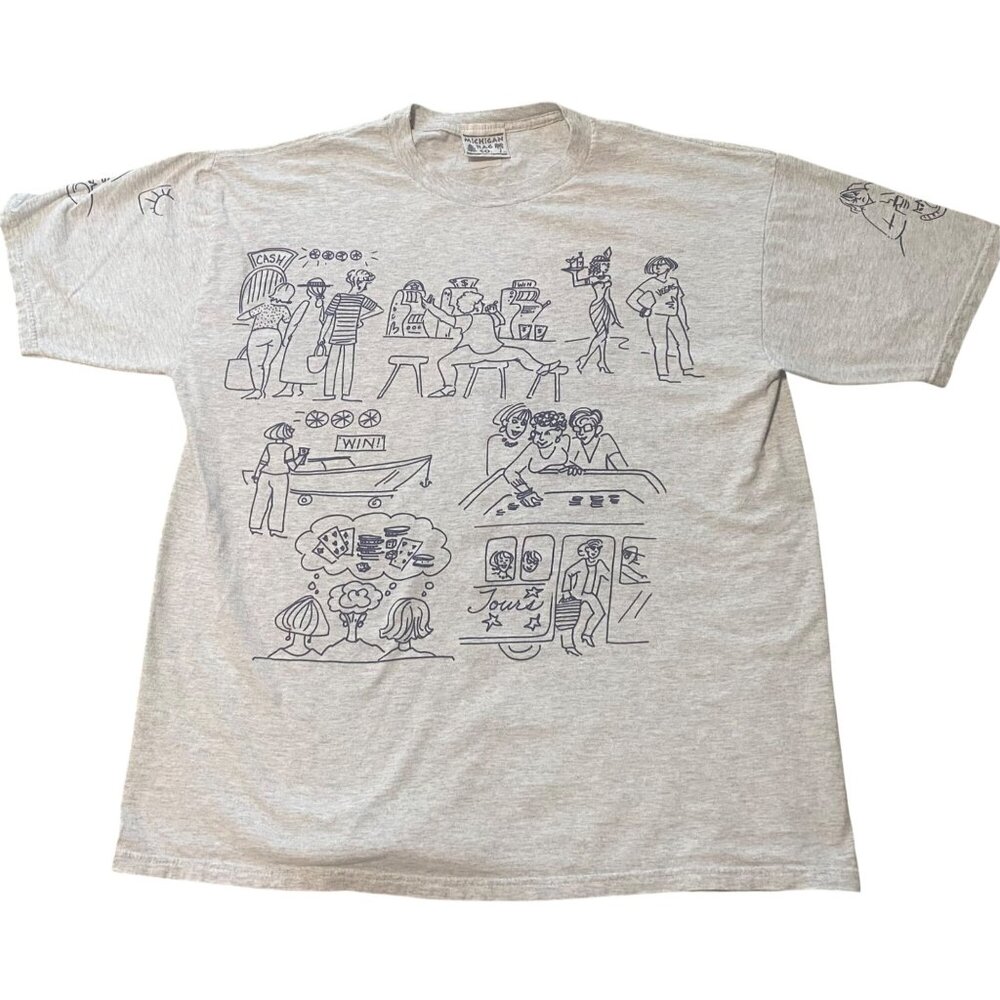 Vintage Michigan Rag Co. Casino Doodle Draw All Over Short Sleeve Shirt Size Xl